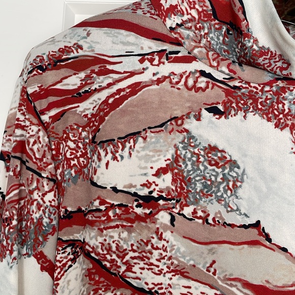 PROENZA Schouler NWT Swirl Print Jersey Turtleneck Top in Red Multi M - Picture 6 of 16